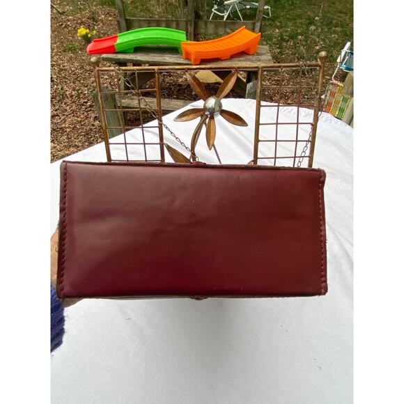 Luxury Oxblood Brown Leather Double Wine Bottle Carrier 15 inches tall EUC - Picture 12 of 12